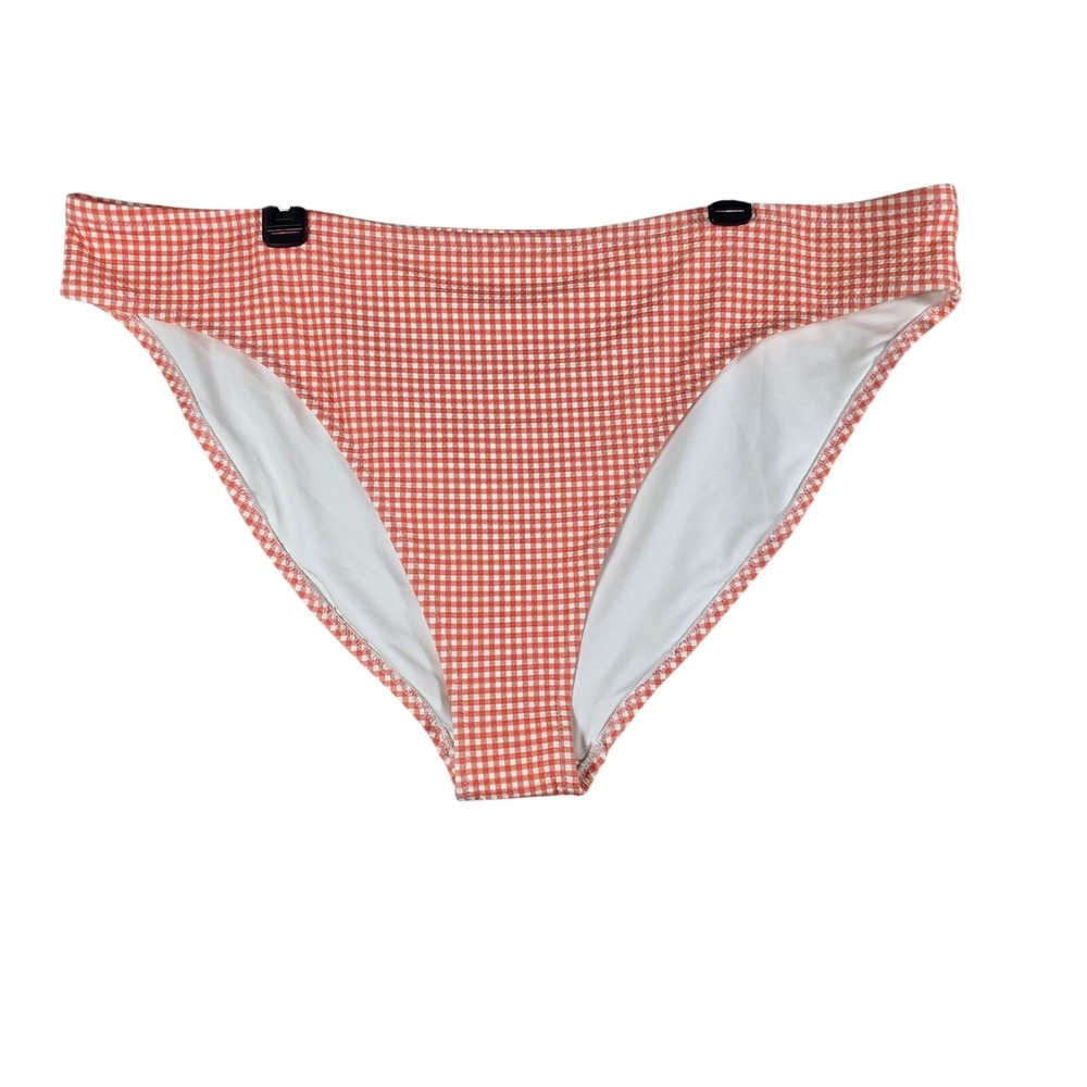 Old Navy Bikini Bottoms Gingham Seersucker Orange White 3X Swimwear, Plus Size